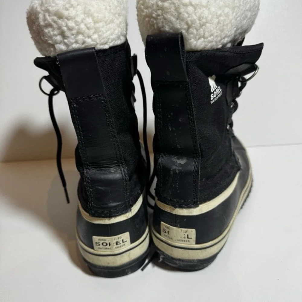 Sorel Winter Carnival Snow Boots Waterproof Black 8.5 39.5 Winter Faux Fur Comfy - Picture 4 of 9